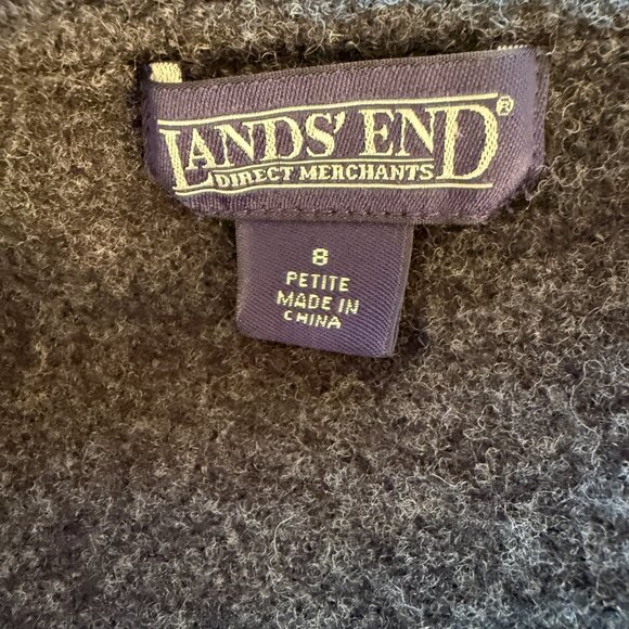 Lands' End Petite 8P black long sleeve collared button down wool jacket women's - Picture 7 of 9